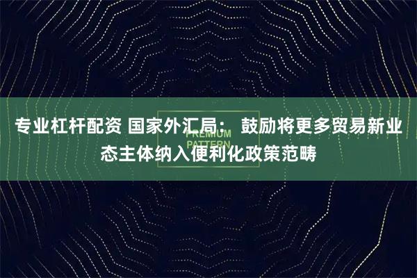 专业杠杆配资 国家外汇局： 鼓励将更多贸易新业态主体纳入便利化政策范畴